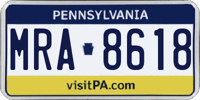 PA license plate MRA8618