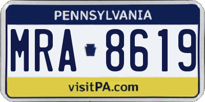 PA license plate MRA8619