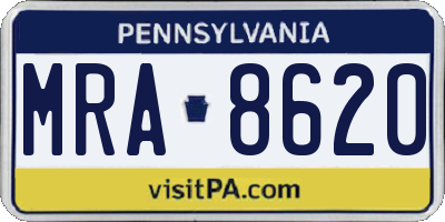 PA license plate MRA8620