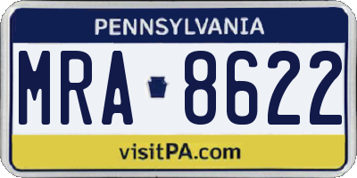 PA license plate MRA8622