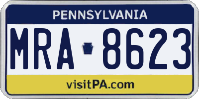 PA license plate MRA8623
