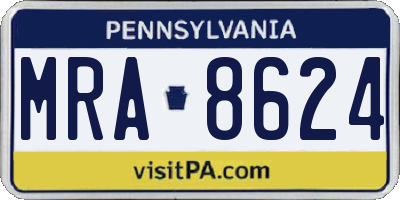 PA license plate MRA8624