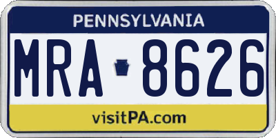 PA license plate MRA8626