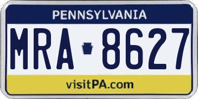 PA license plate MRA8627