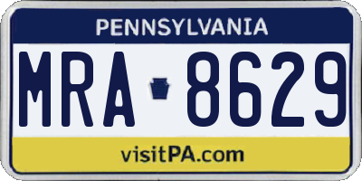 PA license plate MRA8629