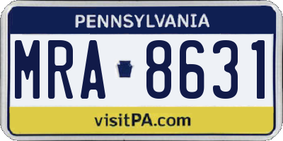 PA license plate MRA8631