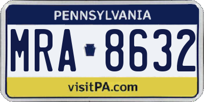 PA license plate MRA8632