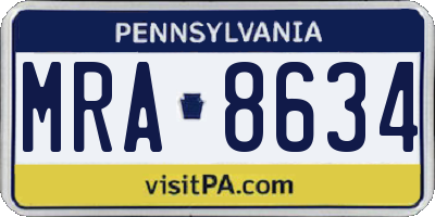PA license plate MRA8634