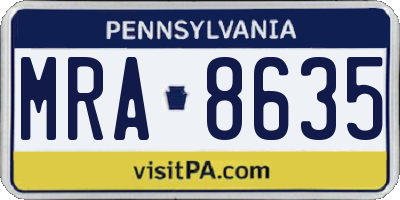 PA license plate MRA8635