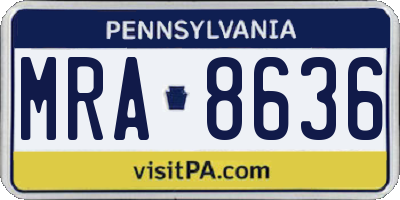 PA license plate MRA8636
