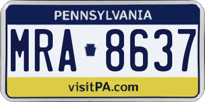 PA license plate MRA8637