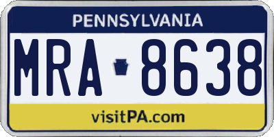 PA license plate MRA8638
