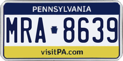 PA license plate MRA8639