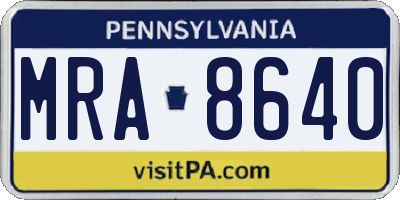 PA license plate MRA8640