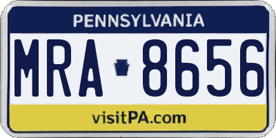 PA license plate MRA8656