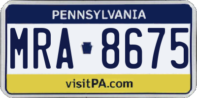 PA license plate MRA8675