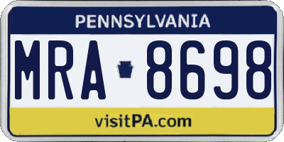 PA license plate MRA8698