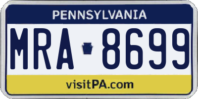 PA license plate MRA8699
