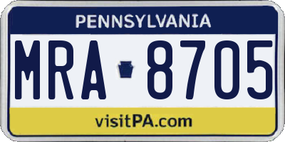 PA license plate MRA8705