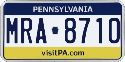 PA license plate MRA8710