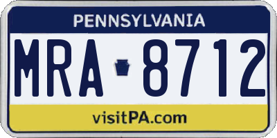 PA license plate MRA8712