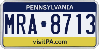 PA license plate MRA8713