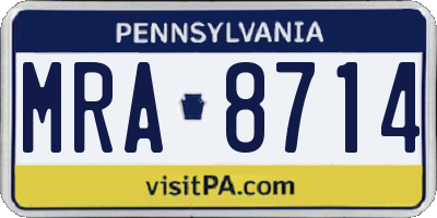 PA license plate MRA8714