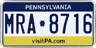 PA license plate MRA8716