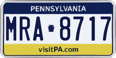 PA license plate MRA8717