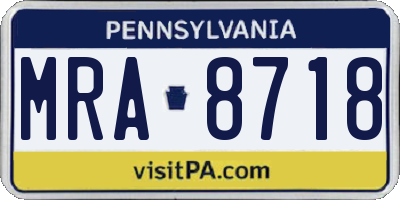 PA license plate MRA8718