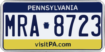 PA license plate MRA8723