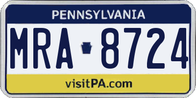 PA license plate MRA8724