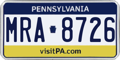 PA license plate MRA8726