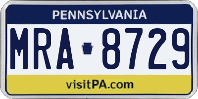 PA license plate MRA8729