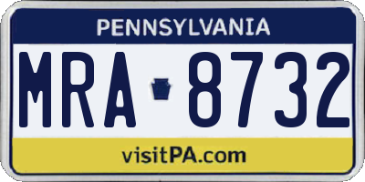 PA license plate MRA8732