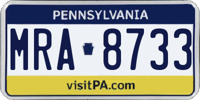 PA license plate MRA8733