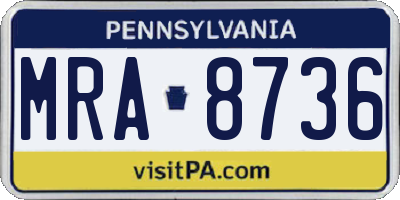 PA license plate MRA8736