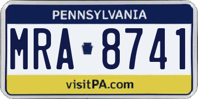 PA license plate MRA8741