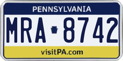 PA license plate MRA8742