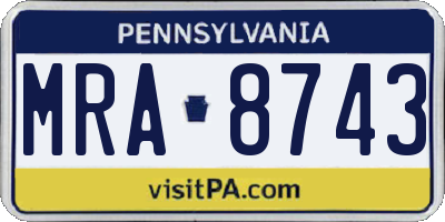 PA license plate MRA8743