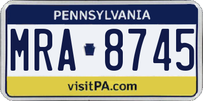 PA license plate MRA8745
