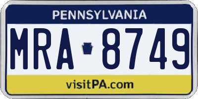 PA license plate MRA8749