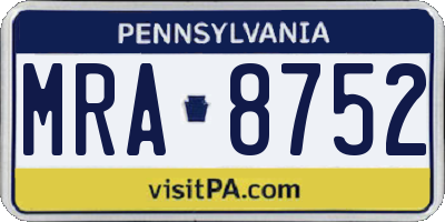 PA license plate MRA8752