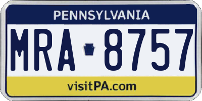 PA license plate MRA8757