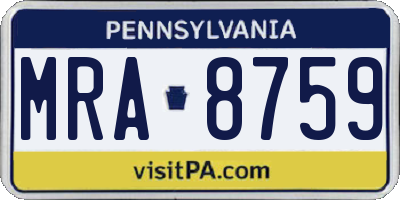 PA license plate MRA8759
