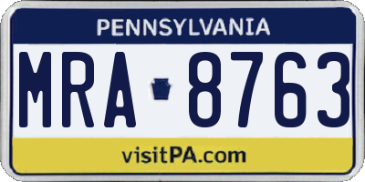 PA license plate MRA8763