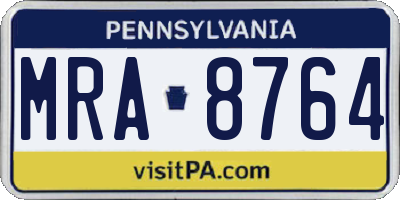 PA license plate MRA8764