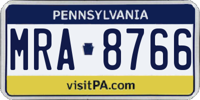 PA license plate MRA8766