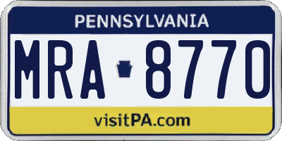 PA license plate MRA8770