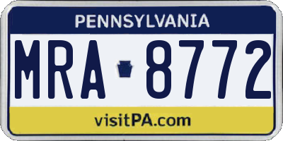 PA license plate MRA8772